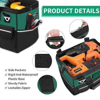 GRENPRO 13.5" Small Tool Bag Organizer, Wide Mouth Portable Toolbox - size: 14 Inch Soft Bottom
