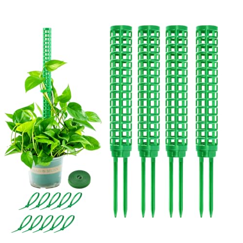 Stackable Small Moss Pole for Monstera Pothos, Fillable Support - size: 4pack,small,Green