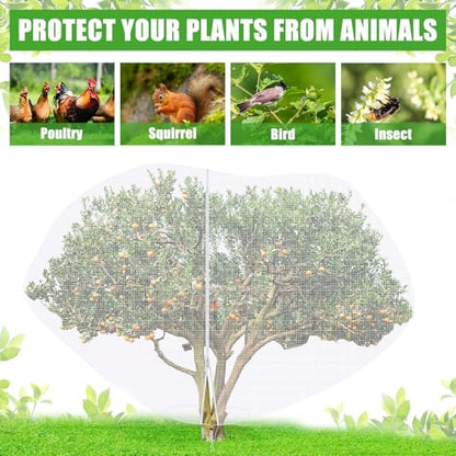 1 Pcs Large Fruit Tree Netting 15 X 15 Ft with Zipper Drawstring - size: 15 x 15 ft