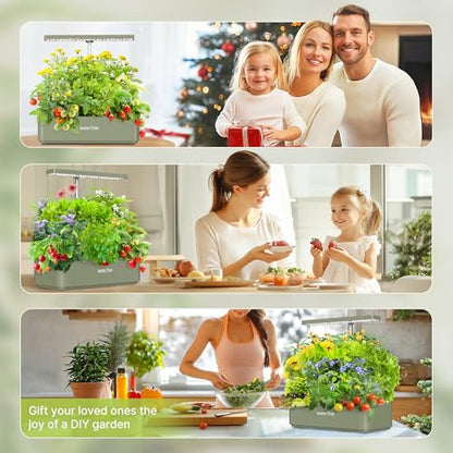 SUNCOZE Hydroponics Growing System, Compact 12 Pods Indoor Garden, Green - color: Green