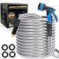 Lefree 75ft Metal Garden Hose - 304 Stainless Steel Water Hose - color: Silver, size: 75FT