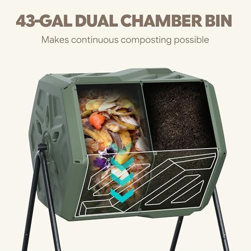 Werph 43 Gal Outdoor Compost Bin for Garden & Kitchen Waste, Grass Green - color: Grass Green