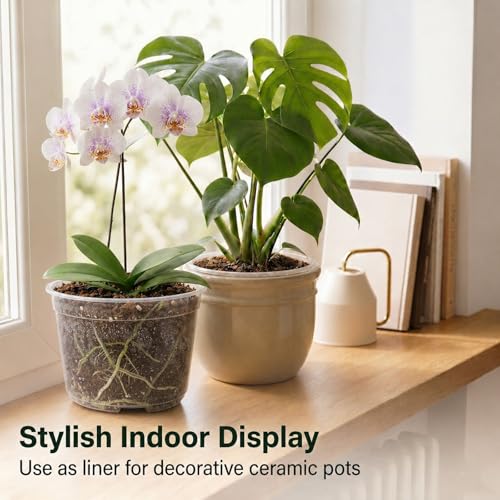 15 Pack 8 Inch Clear Nursery Pots, Large Clear Plant Pots with Drainage - size: 8 Inch-15 Pack