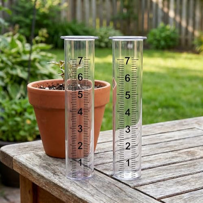 Plastic Rain Gauge Replacement Tube 2PCS,Outdoor 8.3" Clear Rain Meter - color: Transparent