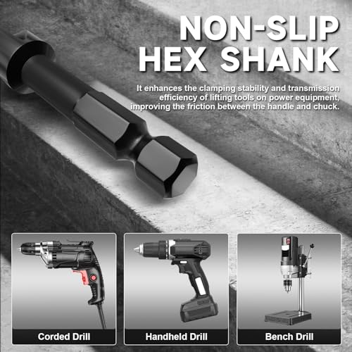 1-1/6"×6" Professional Auger Drill Bit for Wood with Quick Change 1/2" Hex Shank- 3-Cutter Design with Dual-Flute for Fast Chip Removal, Fits Hardwood, Softwood, PVC, Drywall & Tree Stumps - size: 1-1/6"×6"