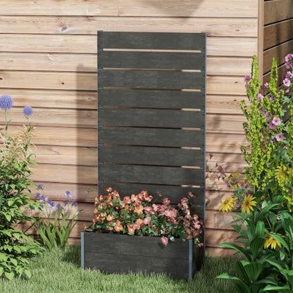 Outsunny Raised Garden Bed with Trellis, 28.25" x 15" x 59", Black - color: Black, size: 28.25" x 15" x 59"