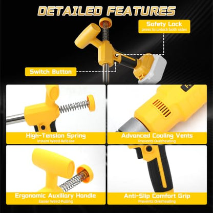 Cordless Weed Puller Tool for Dewalt 20V Battery (No Battery)