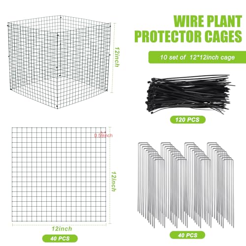 Zubebe 10 Pack Small Wire Plant Protectors Mesh, Thickness 1mm, Dark Green - color: Dark Green, size: Thickness 1mm