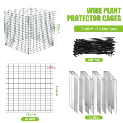 Zubebe 10 Pack Small Wire Plant Protectors Mesh, Thickness 1mm, Dark Green - color: Dark Green, size: Thickness 1mm