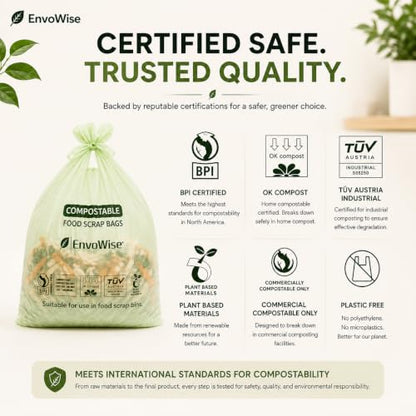 Compostable Trash Bags, 8 Gal (30L), 60 Ct, Extra Thick 0.87 Mil