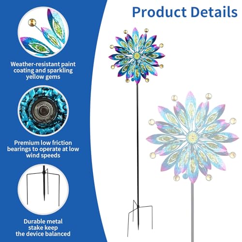 Wind Spinner for Yard and Garden Windmill Outdoor Metal Kinetic,61 Inch