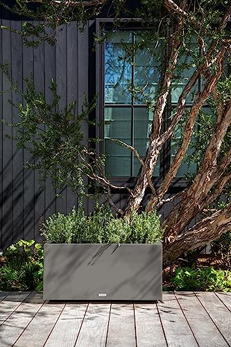 Veradek Block Series Long Box Planter - Rectangular Outdoor Planter - color: Gray, size: Medium