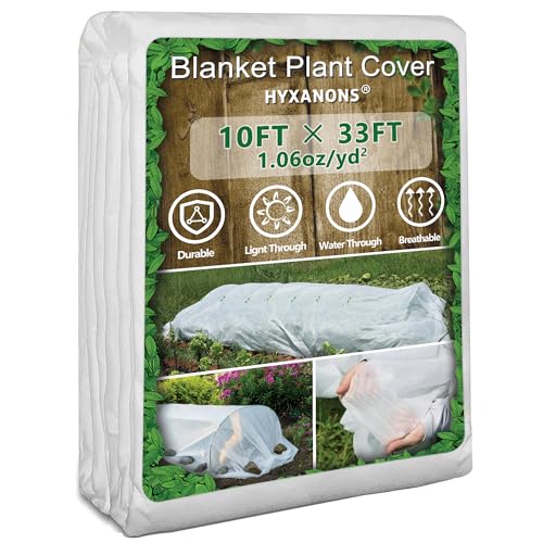 10 * 33 FT Plant Covers Freeze Protection, 1.06 oz/yd² Large Thick Floating Row Cover Fabric for Winter Frost Protection, White Blanket Cloth for Outdoor Garden Vegetables in Cold Weather