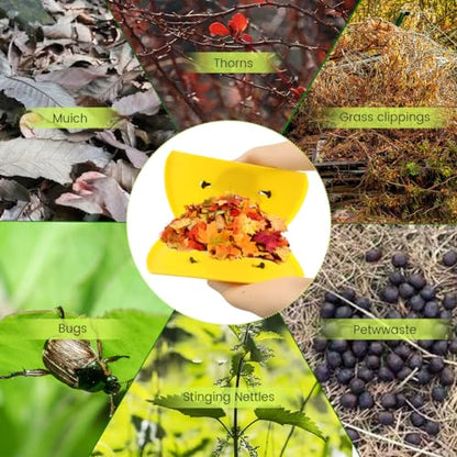 2 Set Leaf Scoops Hand Rake, Leaf Scoops and Claws with 2 Pairs Gloves, Lightweight Plastic Hand Held Rakes Yard Scoop for Picking up Leaves Garden Rubbish Yard Waste