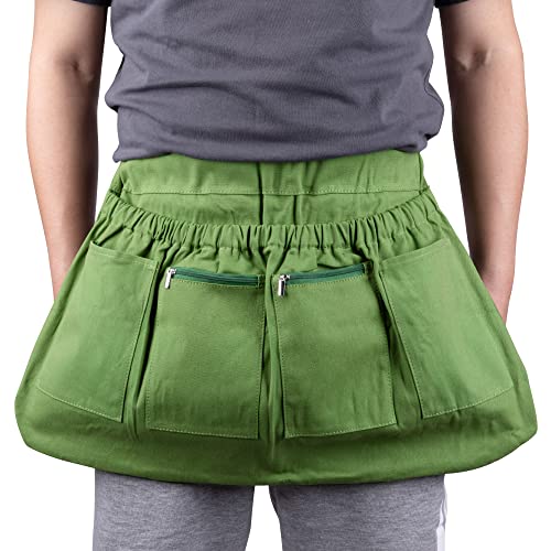 codree Harvest Apron for Garden Vegetable-Adjustable Harvest Picking Apron with 4 Pockets for Gardeners Pick Fruit Weeding - color: Green - 2pcs