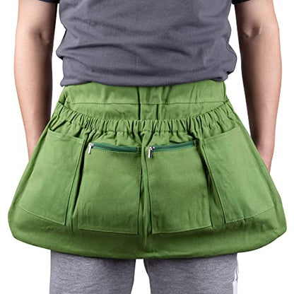 codree Harvest Apron for Garden Vegetable-Adjustable Harvest Picking Apron with 4 Pockets for Gardeners Pick Fruit Weeding - color: Green - 2pcs