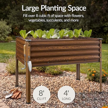 Best Choice Products 48x24x30in Galvanized Raised Garden Bed, Metal Elevated Planter Box, Vegetable Garden for Backyard, Patio, Balcony, 100% Non Toxic Materials - Wood Grain - color: Wood Grain, size: 48x24x30in