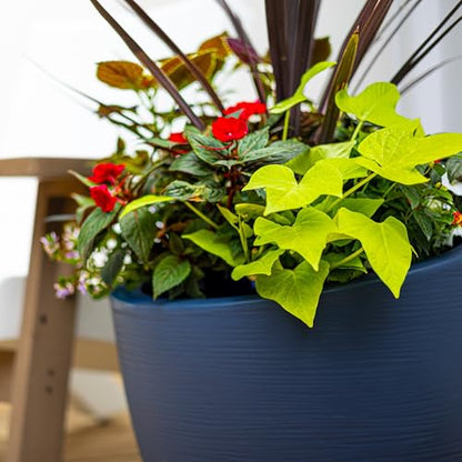 Mayne Modesto 20in Round Modern Planter, Neptune Blue - color: Neptune Blue, size: 20 Inch