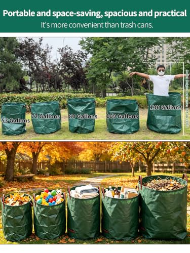 3Pack 72Gal Tear-Resistant Reusable Yard Waste Bags with Gloves