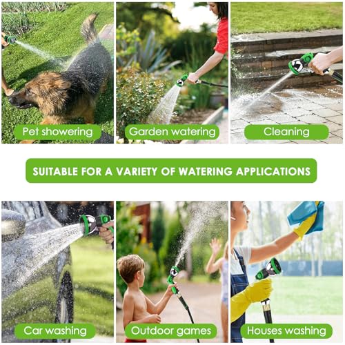 25 ft Non-Expanding Garden Hose, 360° Anti-Kink Swivel Fittings - color: Green, size: 25ft