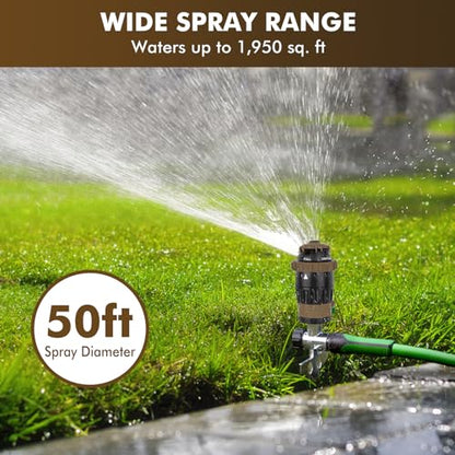 [2 Pack] RESTMO Gear Drive Sprinkler with Metal T-Spike Base,Brown - color: Brown, size: 2 Pack