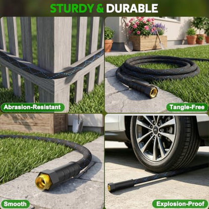 Non-Expanding Garden Hose 75ft w/10 Function Nozzle, Lightweight Water Hose - size: 75ft
