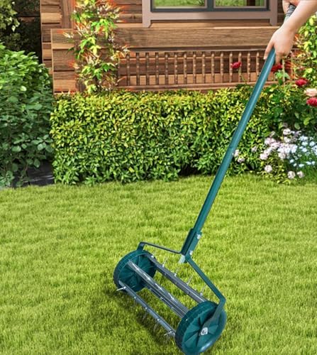THUNDERBAY 18-Inch Heavy-Duty Rotary Spike Lawn Aerator for Garden & Yard, w/o Mud Guard - style: ARL001