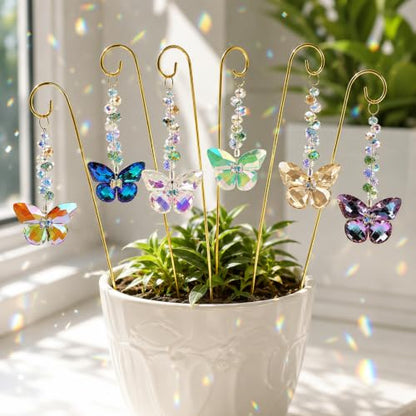 6 Pcs Butterfly Crystal Suncatcher Garden Stakes
