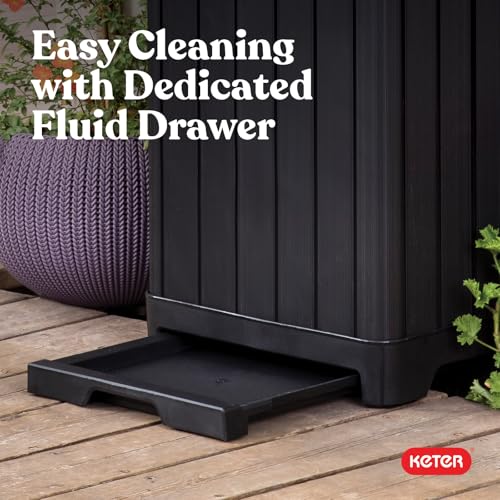 Keter Baltimore Resin 38 Gallon Outdoor Kitchen Trash Can with Lid and Drip Tray for Easy Cleaning-Perfect for Patio Dining, Black - style: Baltimore