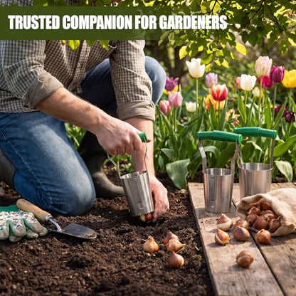 SiliFine 3 Sizes Bulb Planter Set, 4.5, 3.7, 2.8 Inch, Depth Markers