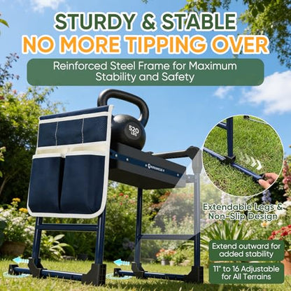 Garden Kneeler and Seat, Heavy Duty Foldable w/Soft Kneeling Pad