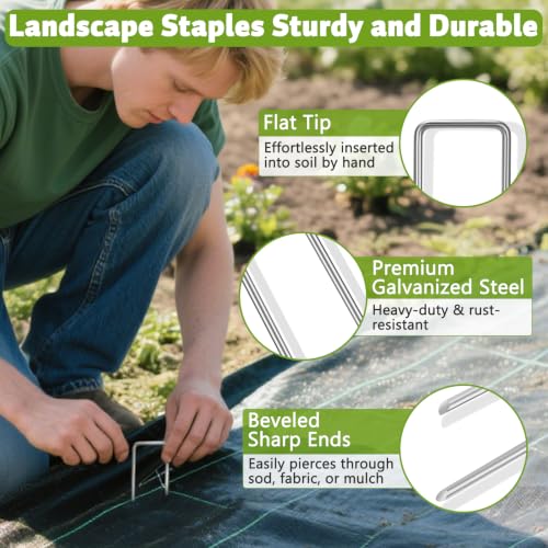 Heavy Duty 8 Inch Galvanized Landscape Staples Stakes, 25 Pack 8 Gauge - size: 8inch