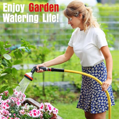Heavy Duty Garden Hose 75ft, NON-EXPANDABLE Flexible Water Hose, Kink Resistant Lightweight Hybrid Hose, Leakproof Hose Male to Female Fittings - color: Black+Yellow, size: 75ft
