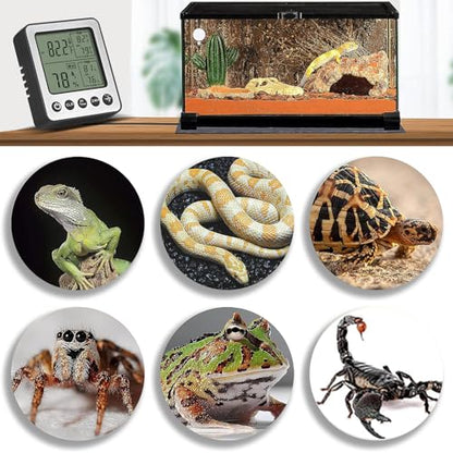 Digital Refrigerator Freezer Fridge Thermometer with Extra Sensor Reptile Thermometer Indoor Hygrometer max and min Remember Black ZZ20