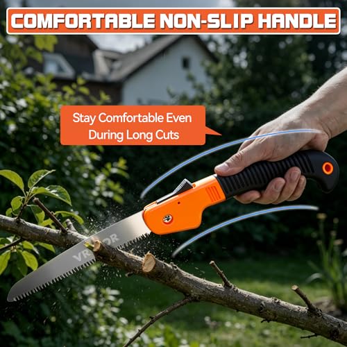 Pruning Saw, 7IN Heavy Duty Folding Hand Saw with Safety Hand Guard