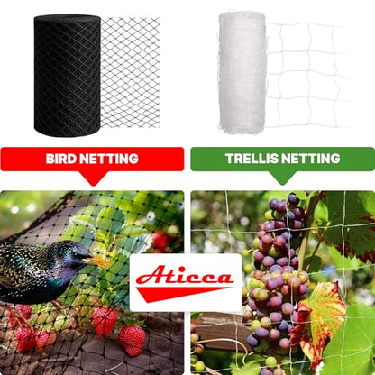 ATICCA 15 x 15 FT Heavy Duty Bird Netting for Garden, 10 Stakes, Black - size: 15x15 Bird Netting