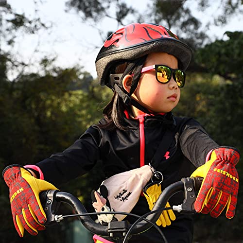 Kids Genuine Leather Work Gloves, Medium, Red, 4-6 Years Old - color: Red 1 Pair, size: Medium (4-6 Years Old)