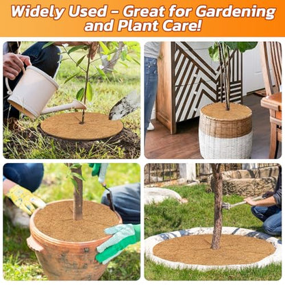 Legigo 4 Pack Coconut Fiber Mulch Ring Tree Plant Protector Mat, 24 Inch - color: 4 Pack, size: 24 Inch