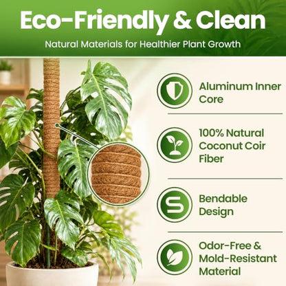 2Pcs 28'' Moss Pole Monstera Plant Support - Plant Stakes for Indoor Plants - size: 2-Pack (28 in)