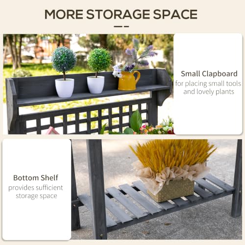 Outsunny Outdoor Potting Bench Table with Sliding Tabletop, Gray