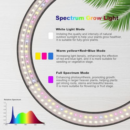 10" Grow Lights for Large Indoor Plants, Full Spectrum Indoor Plant Light - color: Black