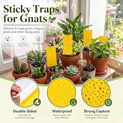 Qualirey 100 Pcs Yellow Sticky Traps for Gnats, 9.8 x 5.9 Inch - color: Yellow, size: 9.8 x 5.9 Inch