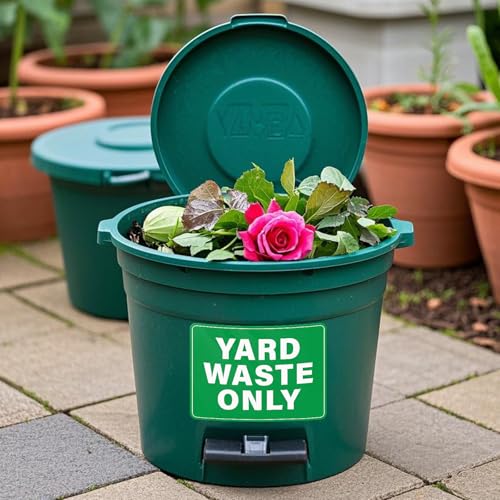 10 Pack Yard Waste Only Stickers for Trash Cans 10 × 7 Inches
