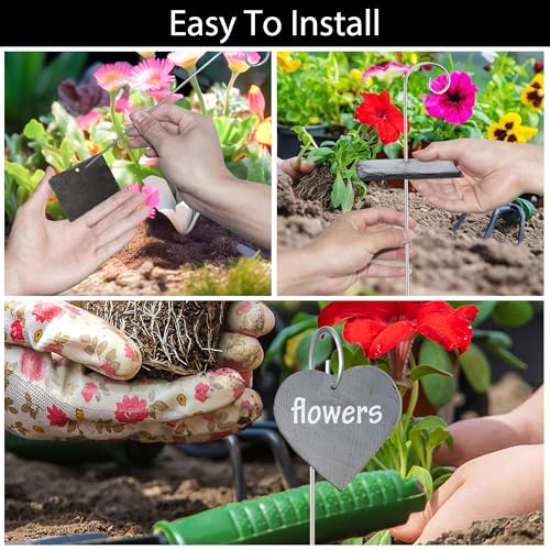 20Pack Silver Plant Label Hooks,Rust-Proof Garden Stake Markers, 30cm/11.81in Plant Sign Supports for Flowers, Planters, and Containers.