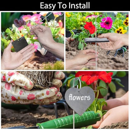 20Pack Silver Plant Label Hooks,Rust-Proof Garden Stake Markers, 30cm/11.81in Plant Sign Supports for Flowers, Planters, and Containers.