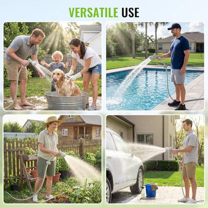Retractable Garden Hose Reel 1/2"x100ft with 10-Function Nozzle - color: White & Gray