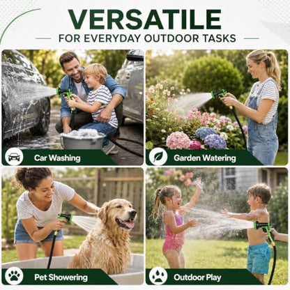 Black Non Expandable Garden Hose 50ft with 10 Function Nozzle, Lightweight 50 ft Water Hose for Yard, Lawn, Camping - color: Blcak, size: 50FT