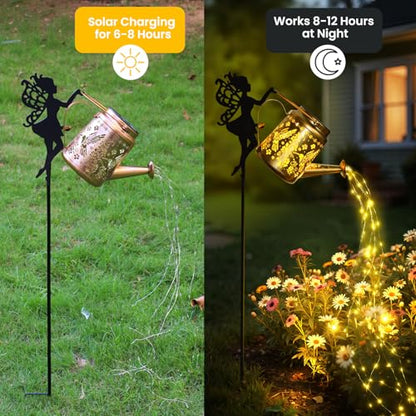 X-PREK Solar Lights Outdoor Waterproof Fairy Solar Watering Can Light - color: Warm White