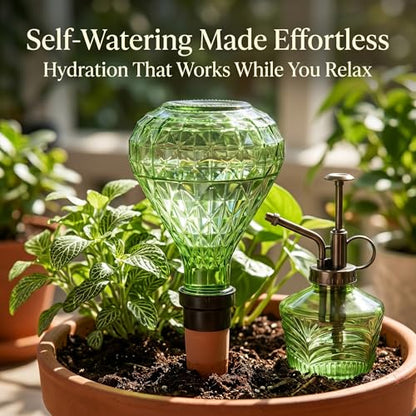 Topadorn Glass Plant Watering Kit, Plant Mister Spray Bottle - color: Green