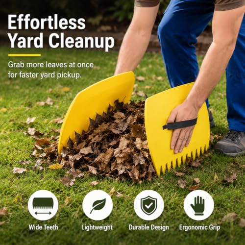 Ideal Swan Leaf Scoops with Gloves, Lightweight Rakes for Lawn Work, Yellow - color: Yellow